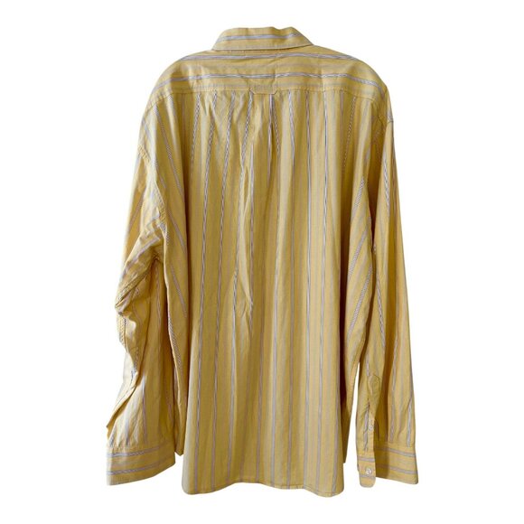 IZOD Men's Multicolor Vertical Striped Long Sleeve Shirt - Yellow, White, Beige, - Picture 2 of 4